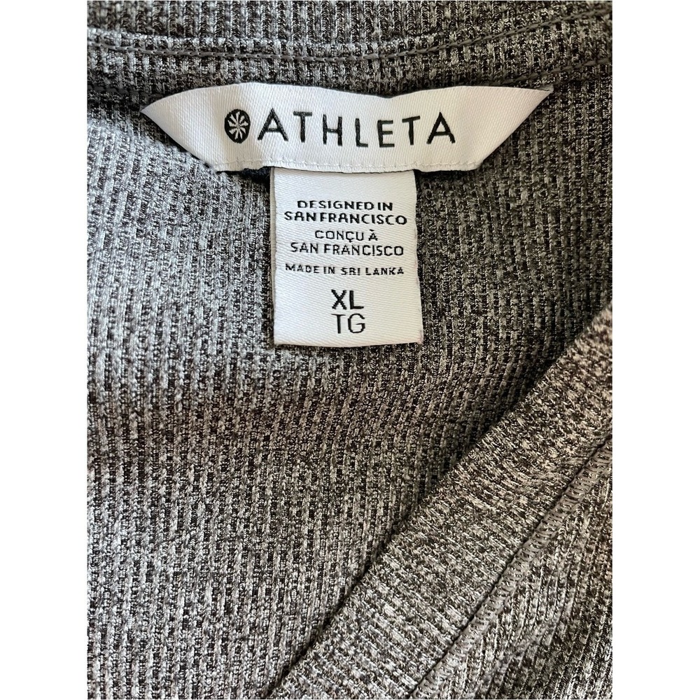Athleta Uptempo Ribbed Henley Top Women XL Gray‎ Long Sleeve Stretch Athletic - Picture 6 of 9